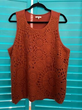 Maurices Tank Top Sleeveless Crochet Orange Rust  Boho Size XXL
